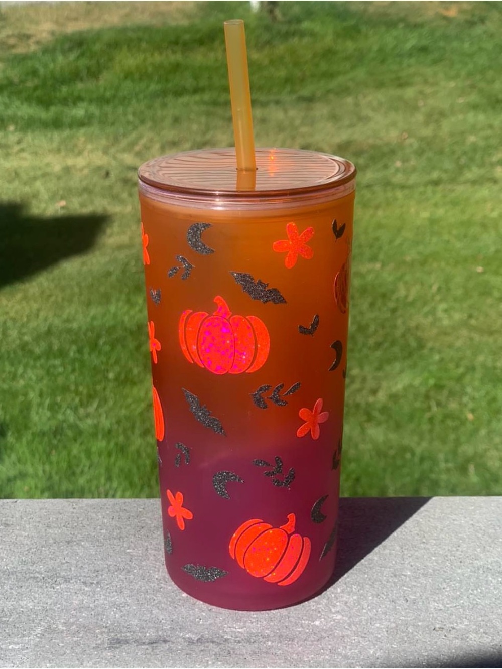 Orange & Pink Ombré Pumpkin Tumbler